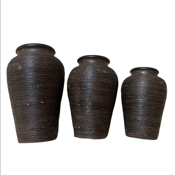 Brown Decorative Jars (3) Vintage - Picture 5 of 6
